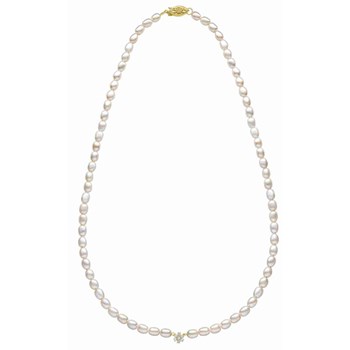 Diamond and pearl necklace in gold 375