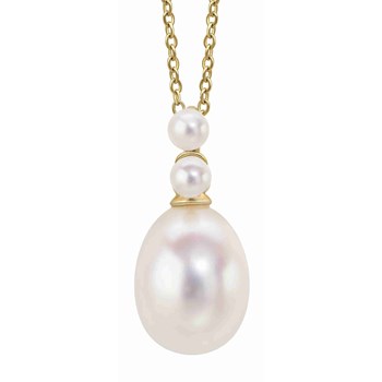 Pearl necklace in gold 375