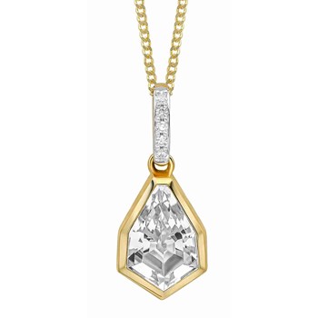 Diamonds and white topaz necklace in gold 375