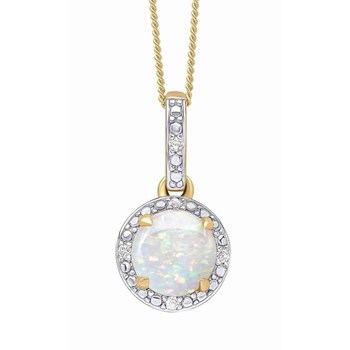 Diamonds and opal necklace in gold 375