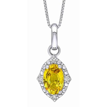 Diamonds and yellow sapphire necklace in gold 375