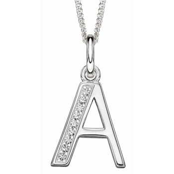 925 silver zirconium letter A necklace