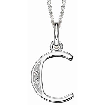 925 silver zirconium letter C necklace