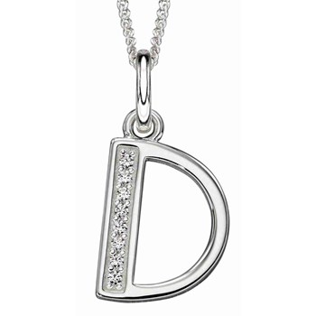 925 silver zirconium letter D necklace
