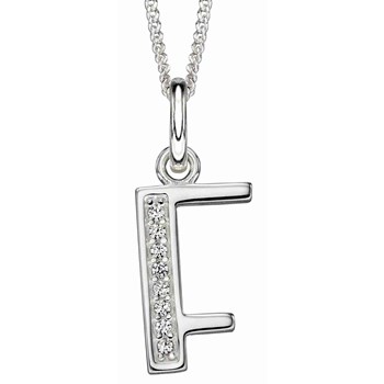 925 silver zirconium letter F necklace
