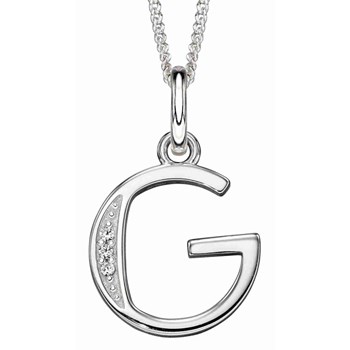 925 silver zirconium letter G necklace