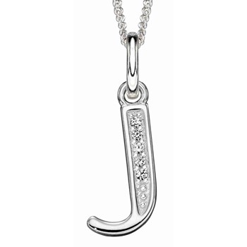 925 zilveren zirkonium letter J ketting
