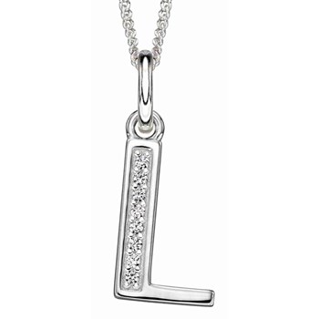 925 zilveren zirkonium letter L ketting