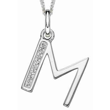 925 zilveren zirkonium letter M ketting
