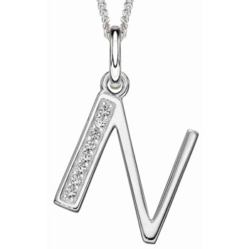 925 zilveren zirkonium letter N ketting