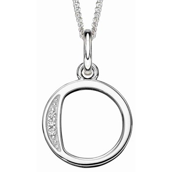 925 zilveren zirkonium letter O ketting