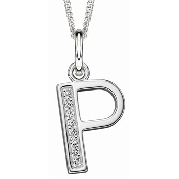 925 zilveren zirkonium letter P ketting