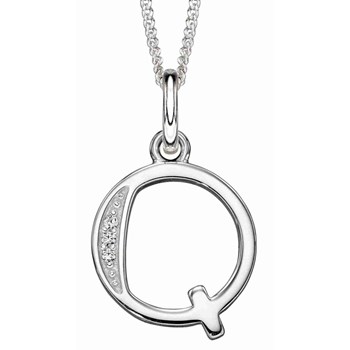 925 zilveren zirkonium letter Q ketting