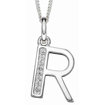 925 zilveren zirkonium letter R ketting