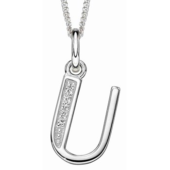 925 zilveren zirkonium letter U ketting