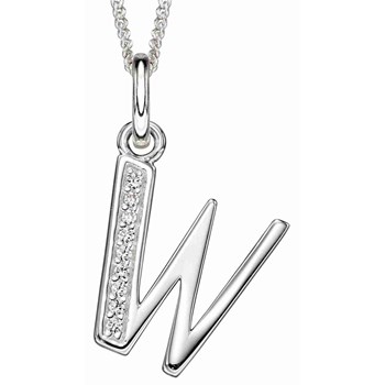 925 zilveren zirkonium letter W ketting