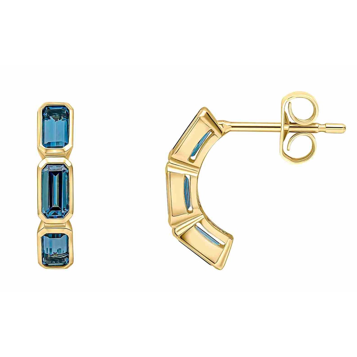 Boucle d'oreille topaze bleue en or 375