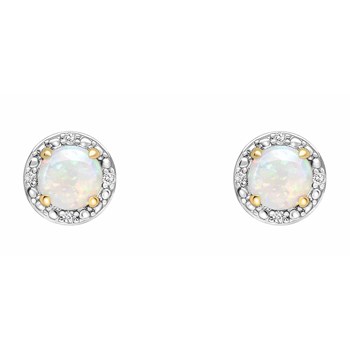Diamond and opal earring in white gold 375