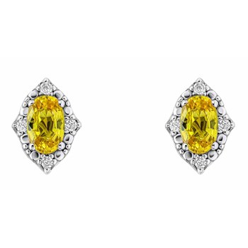 Diamond and yellow sapphire earring in gold 375