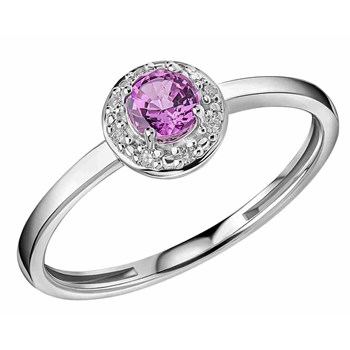 Diamond and sapphire ring in white gold 375