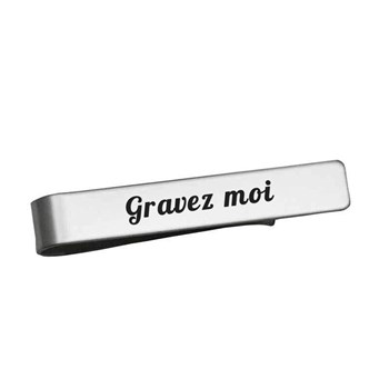 Pince à cravate acier gravure personnalisée