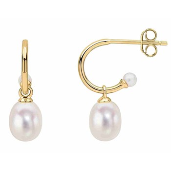 Zoetwaterparel oorbel in goud 375