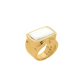 Bague Isis Argent Doré Pierre Blanche