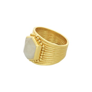 Bague Argent Doré Antique Pierre Naturelle Pierre De Lune