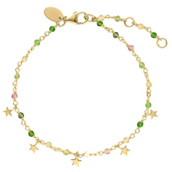 Bracelet Argent Doré étoiles Pierres Naturelles Multi-tourmalines