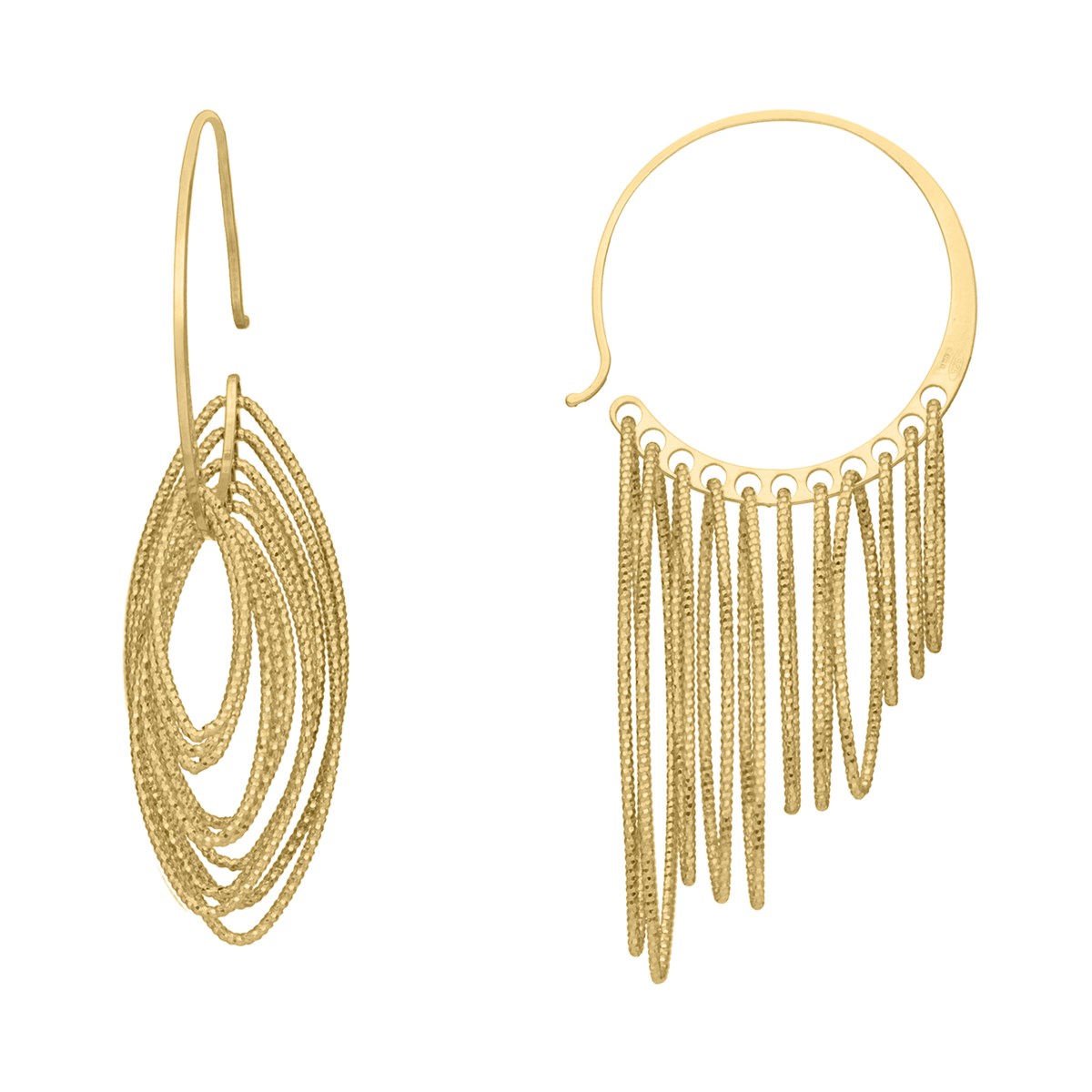 Boucles D'oreilles Argent Doré Diamanté Abondance