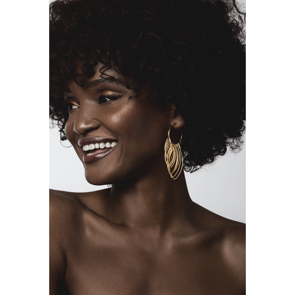 Boucles D'oreilles Argent Doré Diamanté Abondance - vue 2