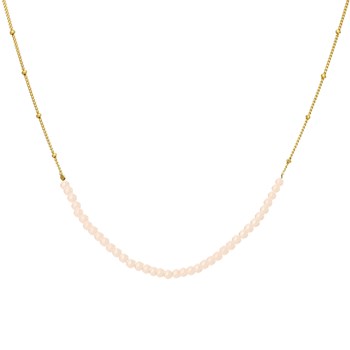 Collier Chaîne Argent Doré Avec Perles Opale Rose