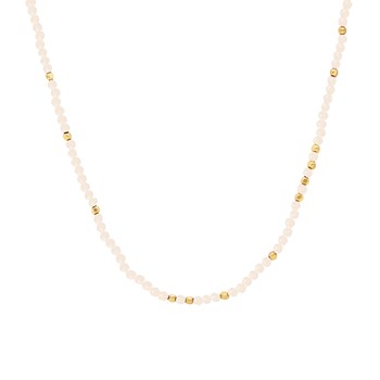 Collier Argent Doré Perles Naturelles Opale Rose Et Dorées