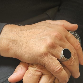 Bague Chevalière Homme Poétique Onyx Argent