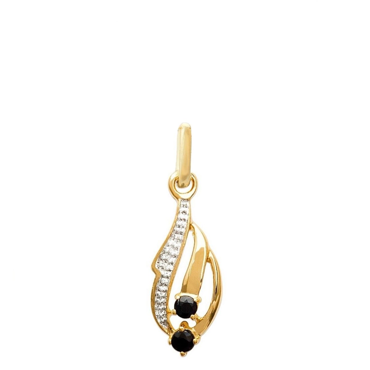 Pendentif saphir pierre naturelle Plaqué OR 750 3 microns 2 tons
