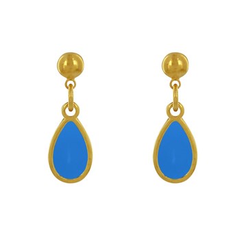 Boucles d'Oreilles Clous Métal Doré Petite Goutte Coloré Translucide