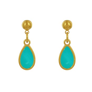 Boucles d'Oreilles Clous Métal Doré Petite Goutte Coloré Translucide