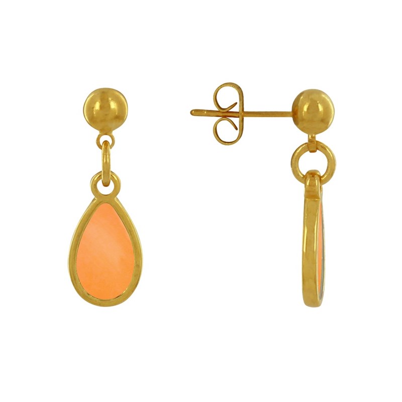 Boucles d'Oreilles Clous Métal Doré Petite Goutte Coloré Translucide