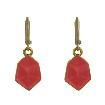 Boucles d'Oreilles Mini Créoles Laiton Doré et Hexagone Translucide Coloré