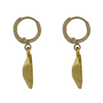 Boucles d'Oreilles Mini Créoles Laiton Doré et Hexagone Translucide Coloré