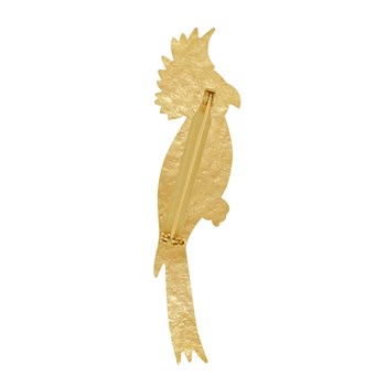 Broche Laiton Doré Perroquet Martelé
