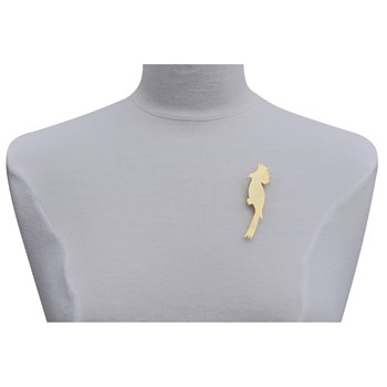 Broche Laiton Doré Perroquet Martelé