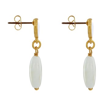 Boucles d'Oreilles Laiton Doré Rond Coloré et OEil de Sainte Lucie