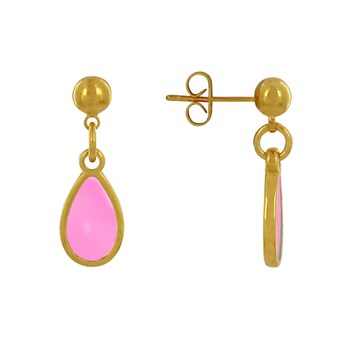Boucles d'Oreilles Clous Métal Doré Petite Goutte Coloré Translucide