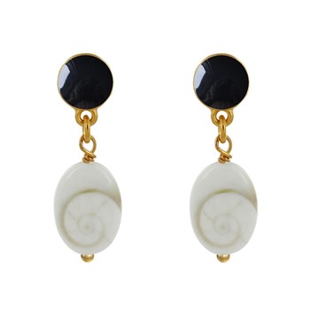 Boucles d'Oreilles Laiton Doré Rond Coloré et OEil de Sainte Lucie