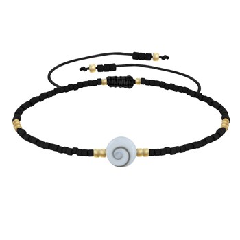 Bracelet Lien Oeil de Sainte Lucie et Petites Perles Mates - Noir
