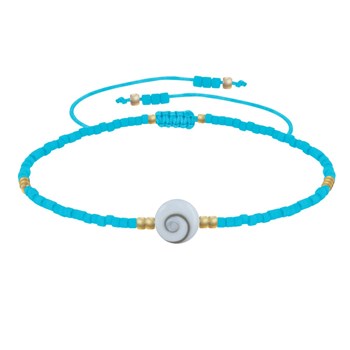 Bracelet Lien Oeil de Sainte Lucie et Petites Perles Mates - Turquoise