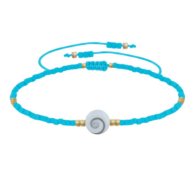 Bracelet Lien Oeil de Sainte Lucie et Petites Perles Mates - Turquoise
