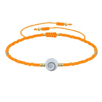 Bracelet Lien Oeil de Sainte Lucie et Petites Perles Mates - Orange