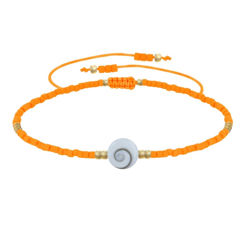 Bracelet Lien Oeil de Sainte Lucie et Petites Perles Mates - Orange